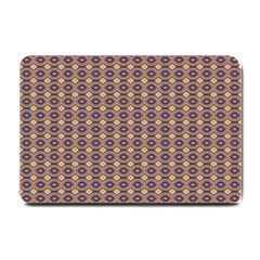 Ornate Oval Pattern Brown Blue Small Doormat 