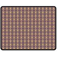 Ornate Oval Pattern Brown Blue Fleece Blanket (Medium) 