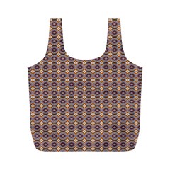 Ornate Oval Pattern Brown Blue Full Print Recycle Bag (M)