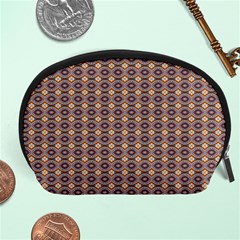 Ornate Oval Pattern Brown Blue Accessory Pouch (large) by BrightVibesDesign