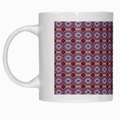 Ornate Oval  Pattern Red Pink White Mugs by BrightVibesDesign