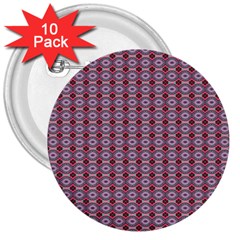 Ornate Oval  Pattern Red Pink 3  Buttons (10 Pack)  by BrightVibesDesign