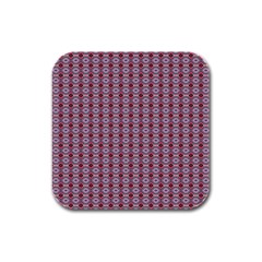 Ornate Oval  Pattern Red Pink Rubber Square Coaster (4 Pack)  by BrightVibesDesign