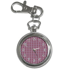 Ornate Oval  Pattern Red Pink Key Chain Watches by BrightVibesDesign