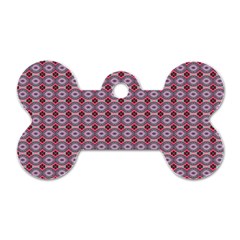 Ornate Oval  Pattern Red Pink Dog Tag Bone (one Side) by BrightVibesDesign