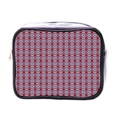 Ornate Oval  Pattern Red Pink Mini Toiletries Bag (one Side) by BrightVibesDesign