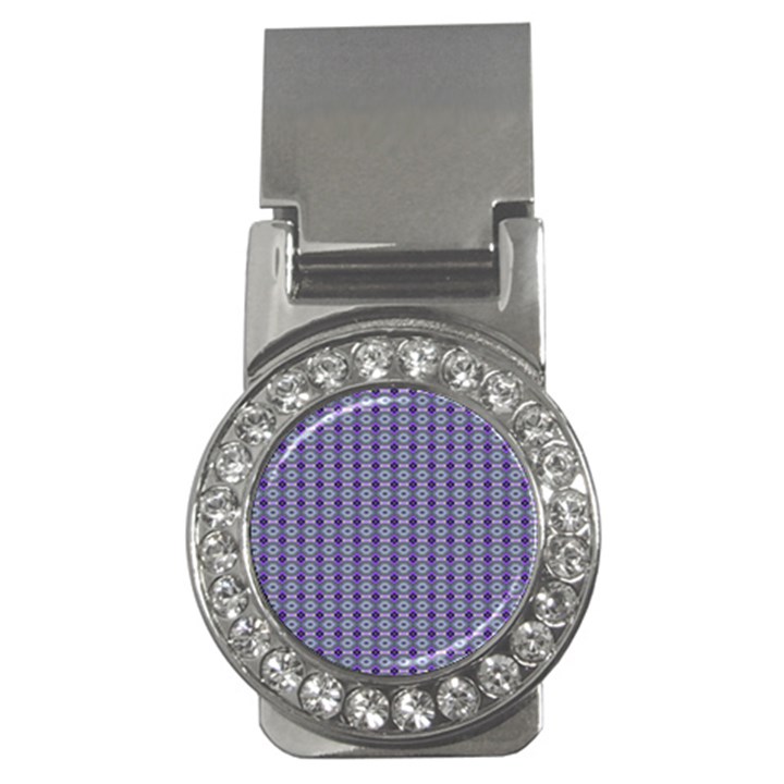 Ornate Oval Pattern Purple Green Money Clips (CZ) 