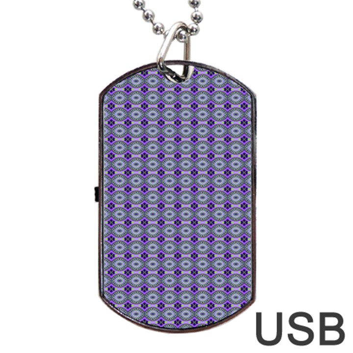 Ornate Oval Pattern Purple Green Dog Tag USB Flash (One Side)