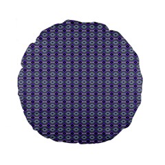 Ornate Oval Pattern Purple Green Standard 15  Premium Flano Round Cushions