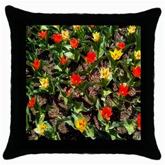 Tulips In April Throw Pillow Case (black) by Riverwoman