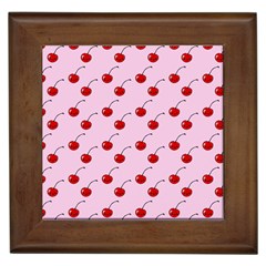 Kawaii Cherries Red Pattern Framed Tiles by snowwhitegirl