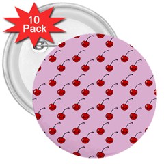 Kawaii Cherries Red Pattern 3  Buttons (10 Pack)  by snowwhitegirl