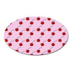 Kawaii Cherries Red Pattern Oval Magnet by snowwhitegirl