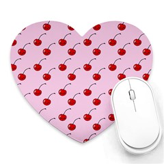 Kawaii Cherries Red Pattern Heart Mousepads by snowwhitegirl