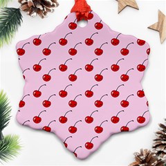 Kawaii Cherries Red Pattern Snowflake Ornament (two Sides) by snowwhitegirl