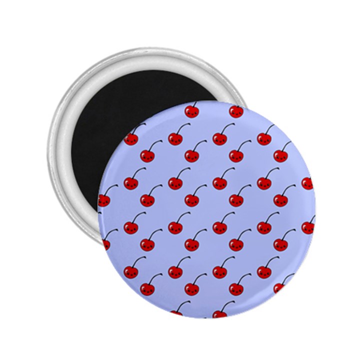 Kawaii Cherries Blue Pattern 2.25  Magnets