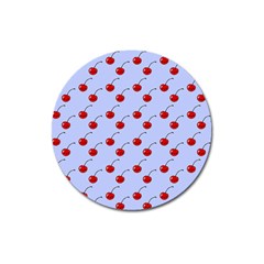 Kawaii Cherries Blue Pattern Magnet 3  (round) by snowwhitegirl