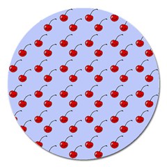 Kawaii Cherries Blue Pattern Magnet 5  (round) by snowwhitegirl