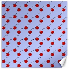 Kawaii Cherries Blue Pattern Canvas 12  X 12  by snowwhitegirl