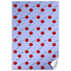 Kawaii Cherries Blue Pattern Canvas 12  X 18  by snowwhitegirl