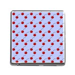 Kawaii Cherries Blue Pattern Memory Card Reader (Square 5 Slot) Front