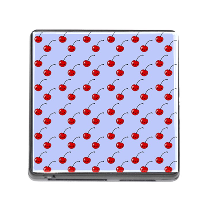 Kawaii Cherries Blue Pattern Memory Card Reader (Square 5 Slot)