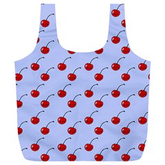 Kawaii Cherries Blue Pattern Full Print Recycle Bag (xl) by snowwhitegirl