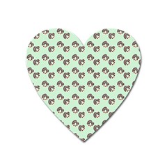 Kawaii Dougnut Green Pattern Heart Magnet