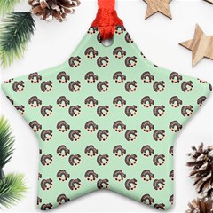 Kawaii Dougnut Green Pattern Star Ornament (two Sides) by snowwhitegirl