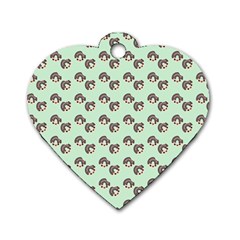 Kawaii Dougnut Green Pattern Dog Tag Heart (two Sides) by snowwhitegirl