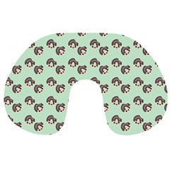 Kawaii Dougnut Green Pattern Travel Neck Pillow by snowwhitegirl