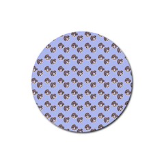 Kawaii Dougnut Blue Pattern Rubber Coaster (round)  by snowwhitegirl