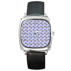 Kawaii Dougnut Blue Pattern Square Metal Watch by snowwhitegirl