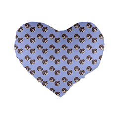 Kawaii Dougnut Blue Pattern Standard 16  Premium Heart Shape Cushions by snowwhitegirl