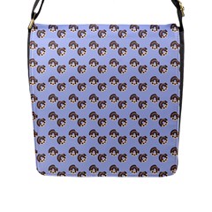 Kawaii Dougnut Blue Pattern Flap Closure Messenger Bag (l) by snowwhitegirl