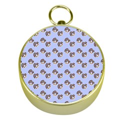 Kawaii Dougnut Blue Pattern Gold Compasses by snowwhitegirl