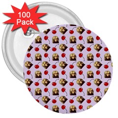 Doll And Cherries Pattern 3  Buttons (100 Pack)  by snowwhitegirl