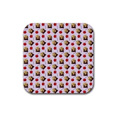 Doll And Cherries Pattern Rubber Coaster (square)  by snowwhitegirl