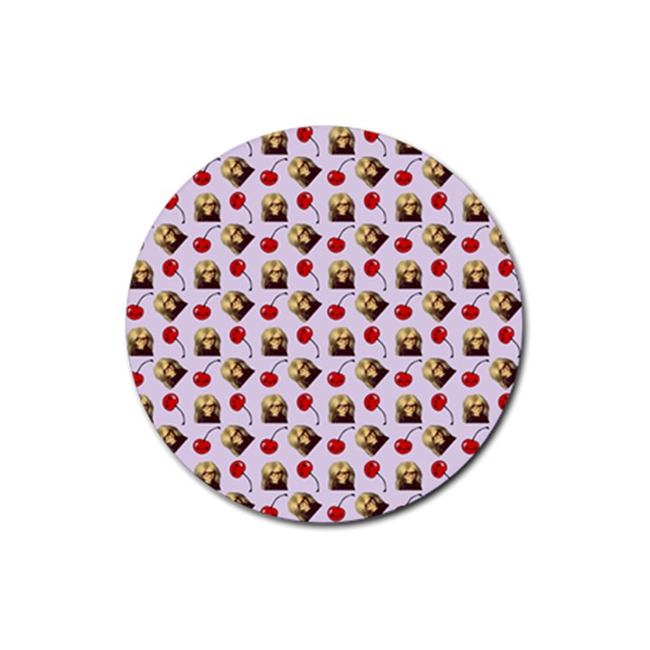 Doll And Cherries Pattern Rubber Coaster (Round) 