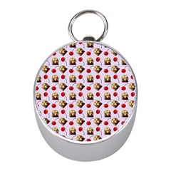 Doll And Cherries Pattern Mini Silver Compasses by snowwhitegirl