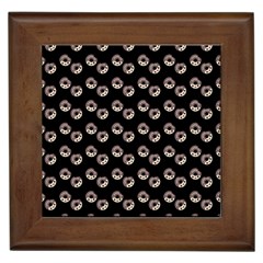 Kawaii Dougnut Black Pattern Framed Tiles by snowwhitegirl