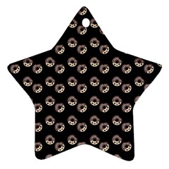 Kawaii Dougnut Black Pattern Ornament (star) by snowwhitegirl