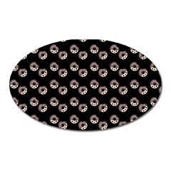 Kawaii Dougnut Black Pattern Oval Magnet by snowwhitegirl