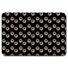 Kawaii Dougnut Black Pattern Large Doormat  by snowwhitegirl