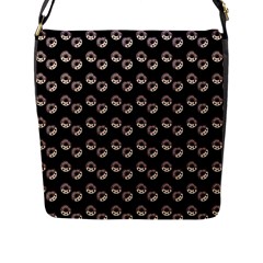 Kawaii Dougnut Black Pattern Flap Closure Messenger Bag (l) by snowwhitegirl