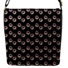 Kawaii Dougnut Black Pattern Flap Closure Messenger Bag (s) by snowwhitegirl