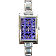 Goth Bat Floral Rectangle Italian Charm Watch by snowwhitegirl