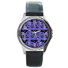 Goth Bat Floral Round Metal Watch by snowwhitegirl