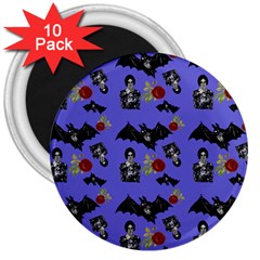 Goth Bat Floral 3  Magnets (10 Pack)  by snowwhitegirl