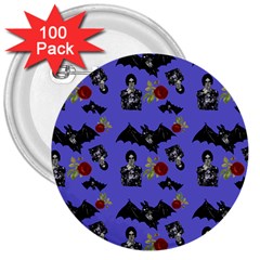 Goth Bat Floral 3  Buttons (100 Pack)  by snowwhitegirl